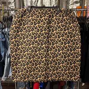 Talbots Black and Tan Animal Print Pencil Skirt